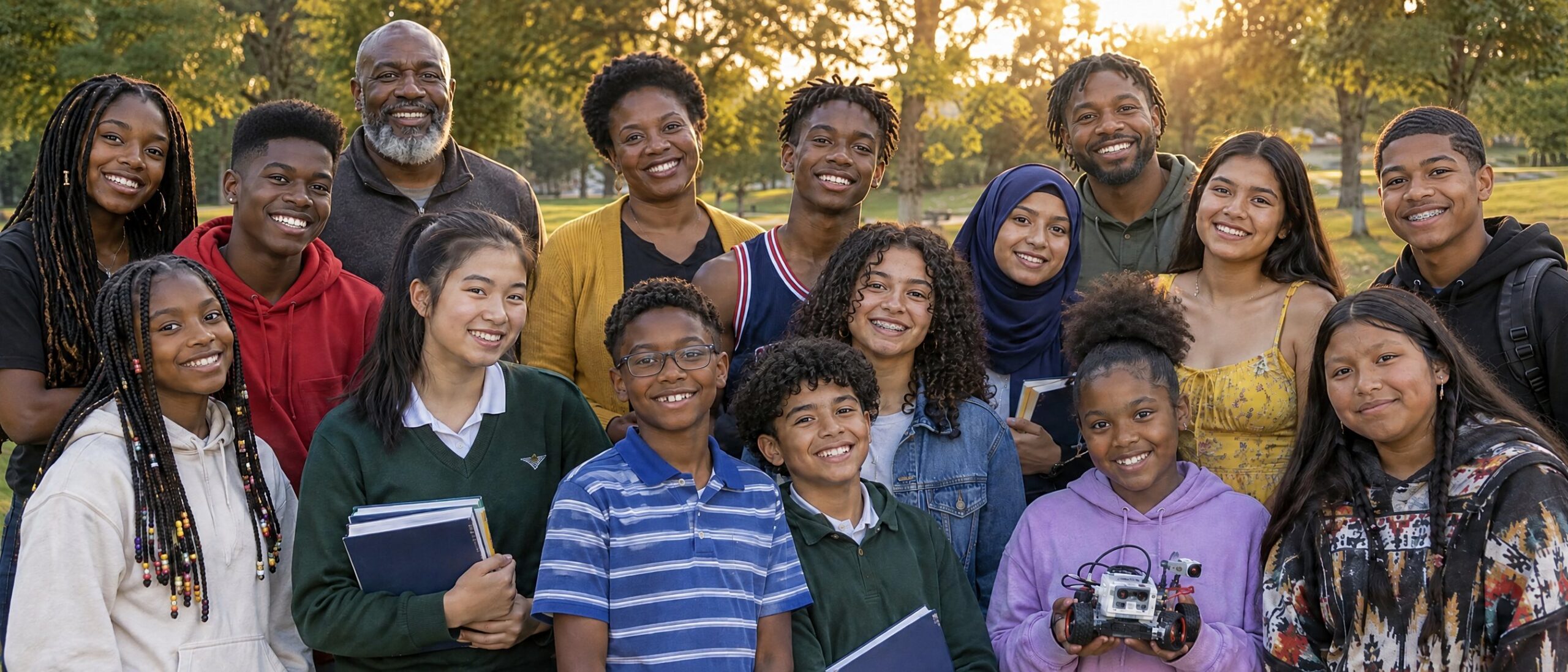 Students and mentors gathered in the community